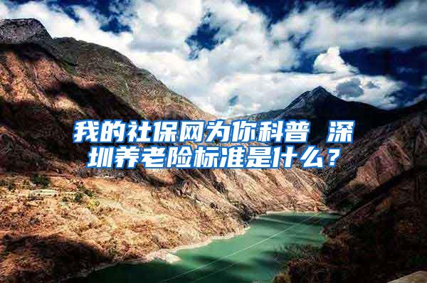 我的社保网为你科普 深圳养老险标准是什么？