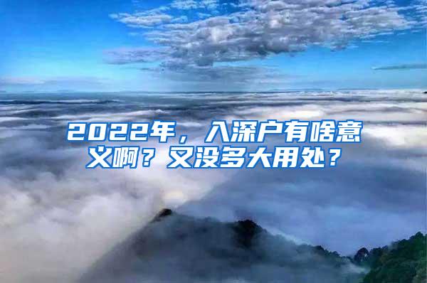 2022年，入深户有啥意义啊？又没多大用处？