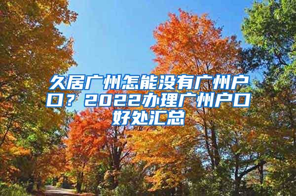 久居广州怎能没有广州户口？2022办理广州户口好处汇总