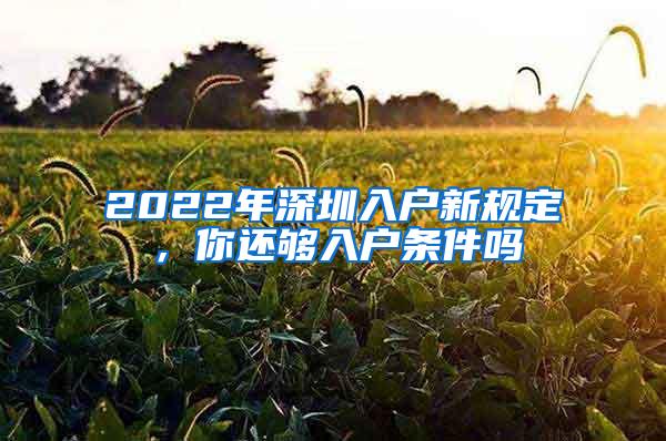 2022年深圳入户新规定，你还够入户条件吗