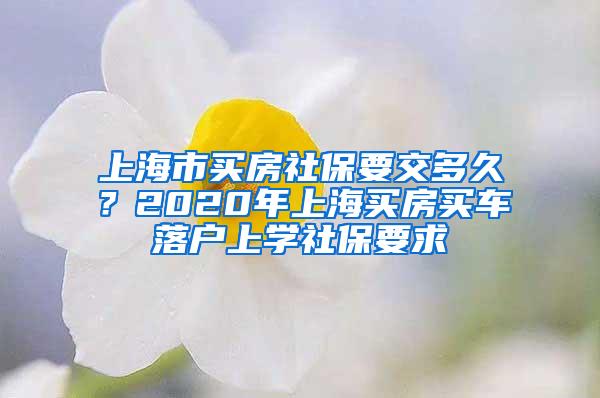 上海市买房社保要交多久？2020年上海买房买车落户上学社保要求