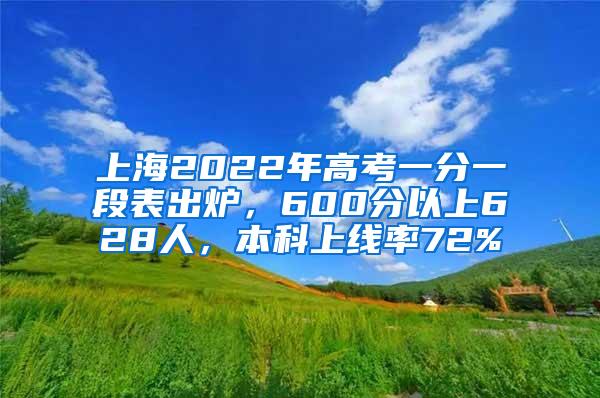 上海2022年高考一分一段表出炉，600分以上628人，本科上线率72%