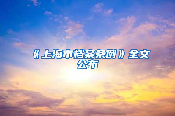 《上海市档案条例》全文公布