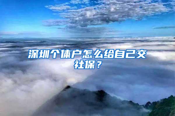 深圳个体户怎么给自己交社保？