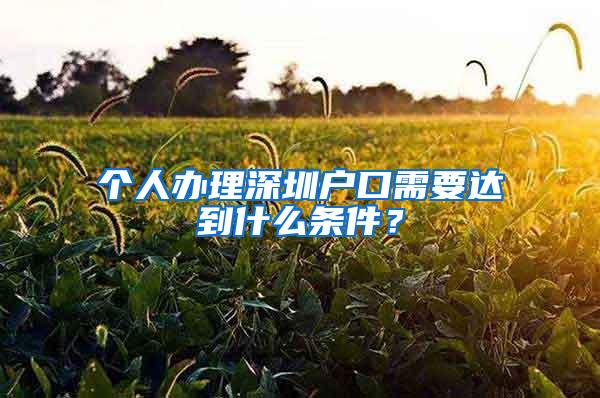 个人办理深圳户口需要达到什么条件？