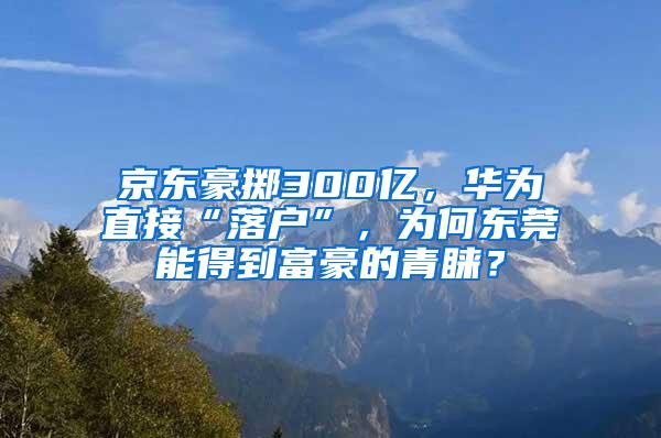 京东豪掷300亿，华为直接“落户”，为何东莞能得到富豪的青睐？