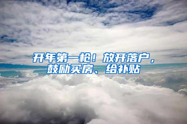 开年第一枪！放开落户，鼓励买房、给补贴