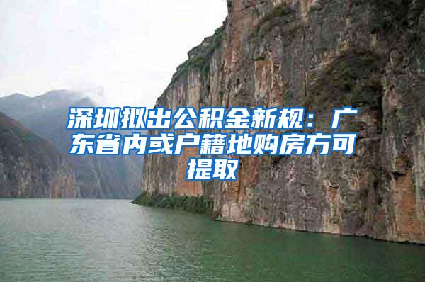 深圳拟出公积金新规：广东省内或户籍地购房方可提取