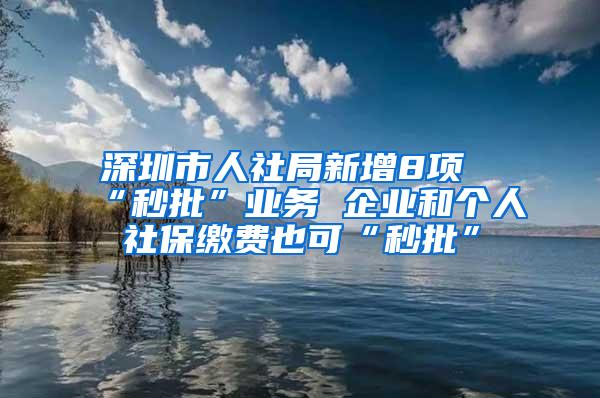 深圳市人社局新增8项“秒批”业务 企业和个人社保缴费也可“秒批”