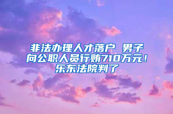 非法办理人才落户 男子向公职人员行贿710万元！乐东法院判了