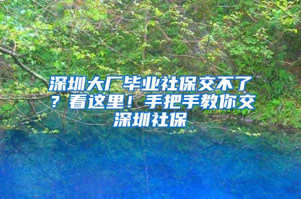 深圳大厂毕业社保交不了？看这里！手把手教你交深圳社保