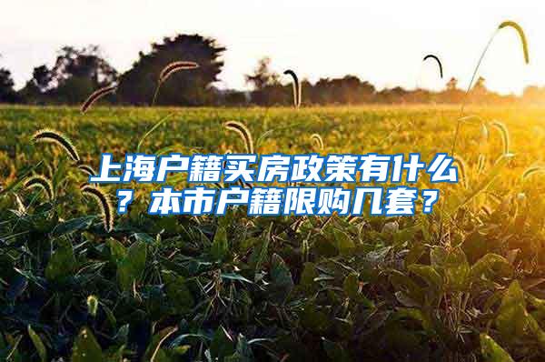 上海户籍买房政策有什么？本市户籍限购几套？