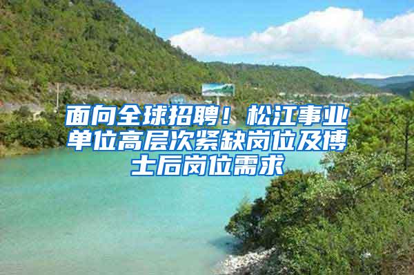 面向全球招聘！松江事业单位高层次紧缺岗位及博士后岗位需求→