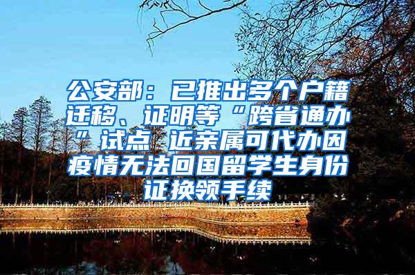 公安部：已推出多个户籍迁移、证明等“跨省通办”试点 近亲属可代办因疫情无法回国留学生身份证换领手续