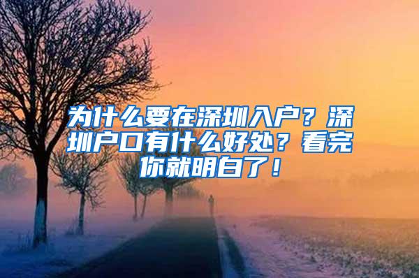 为什么要在深圳入户？深圳户口有什么好处？看完你就明白了！