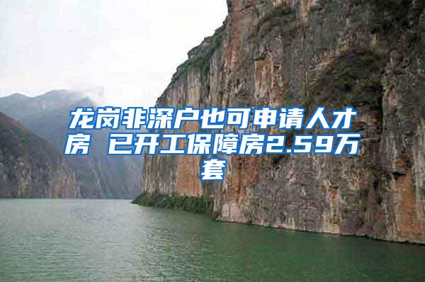 龙岗非深户也可申请人才房 已开工保障房2.59万套