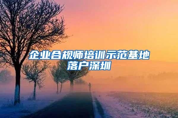 企业合规师培训示范基地落户深圳