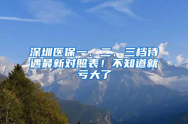 深圳医保一、二、三档待遇最新对照表！不知道就亏大了