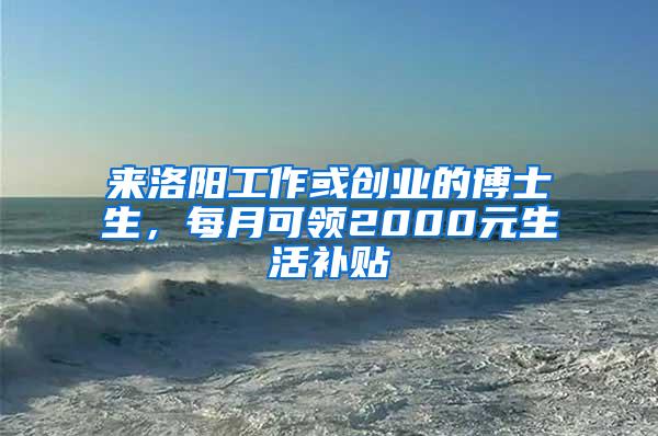 来洛阳工作或创业的博士生，每月可领2000元生活补贴