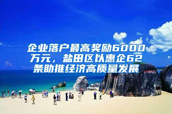 企业落户最高奖励6000万元，盐田区以惠企62条助推经济高质量发展