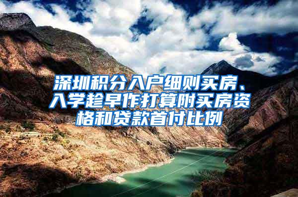 深圳积分入户细则买房、入学趁早作打算附买房资格和贷款首付比例