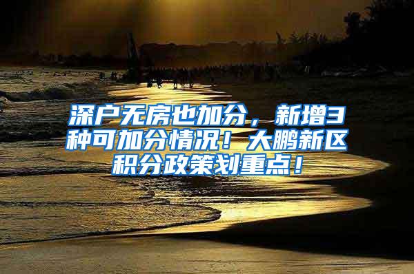 深户无房也加分，新增3种可加分情况！大鹏新区积分政策划重点！