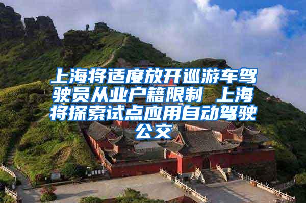 上海将适度放开巡游车驾驶员从业户籍限制 上海将探索试点应用自动驾驶公交