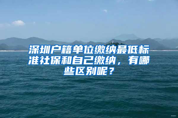 深圳户籍单位缴纳最低标准社保和自己缴纳，有哪些区别呢？