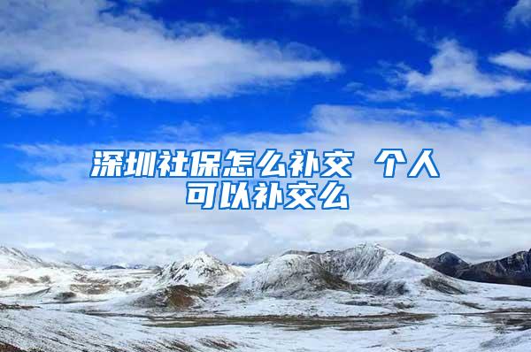 深圳社保怎么补交 个人可以补交么