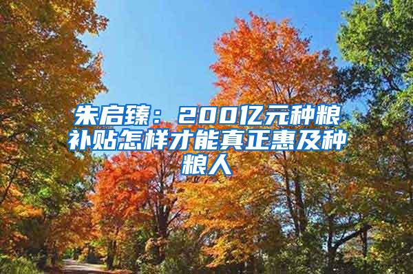 朱启臻：200亿元种粮补贴怎样才能真正惠及种粮人