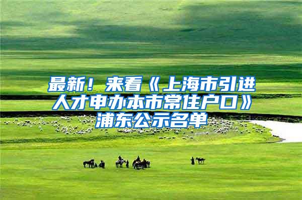 最新！来看《上海市引进人才申办本市常住户口》浦东公示名单