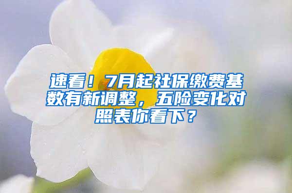 速看！7月起社保缴费基数有新调整，五险变化对照表你看下？