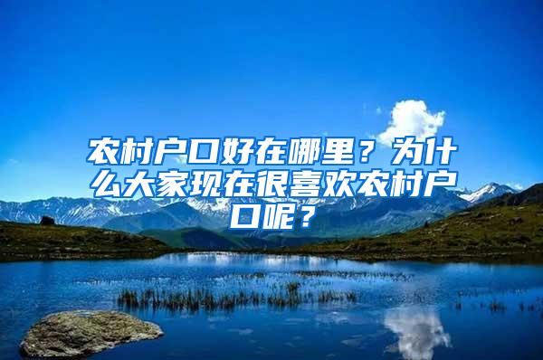 农村户口好在哪里？为什么大家现在很喜欢农村户口呢？