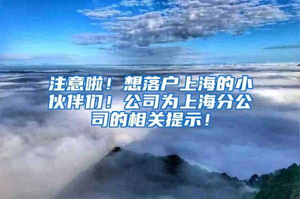 注意啦！想落户上海的小伙伴们！公司为上海分公司的相关提示！