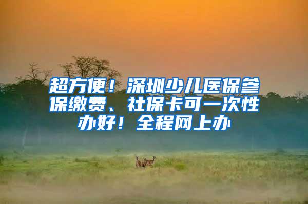 超方便！深圳少儿医保参保缴费、社保卡可一次性办好！全程网上办