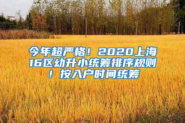 今年超严格！2020上海16区幼升小统筹排序规则！按入户时间统筹