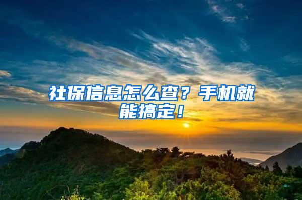 社保信息怎么查？手机就能搞定！