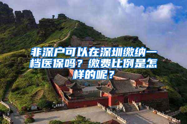 非深户可以在深圳缴纳一档医保吗？缴费比例是怎样的呢？