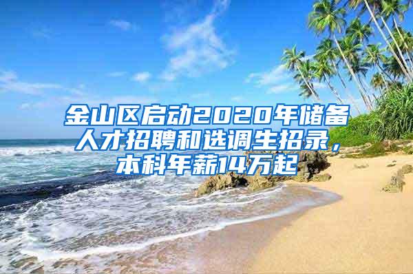 金山区启动2020年储备人才招聘和选调生招录，本科年薪14万起