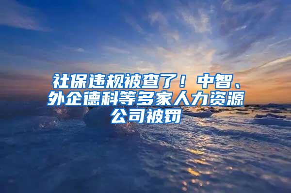 社保违规被查了！中智、外企德科等多家人力资源公司被罚