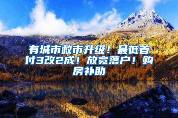 有城市救市升级！最低首付3改2成！放宽落户！购房补助