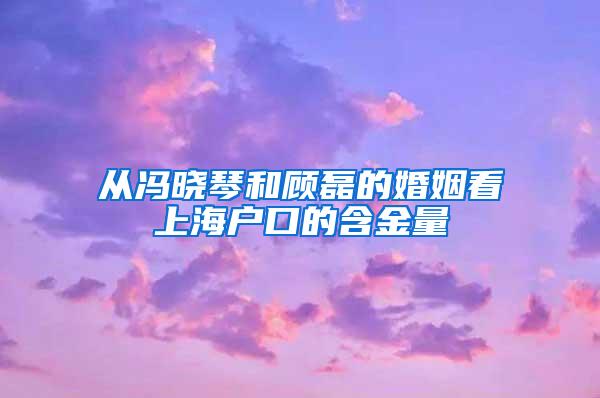 从冯晓琴和顾磊的婚姻看上海户口的含金量