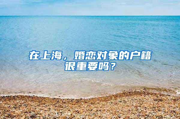 在上海，婚恋对象的户籍很重要吗？