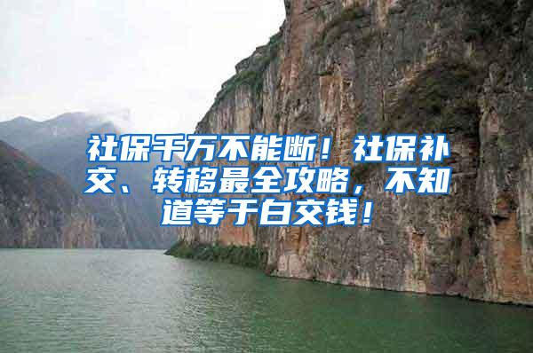 社保千万不能断！社保补交、转移最全攻略，不知道等于白交钱！