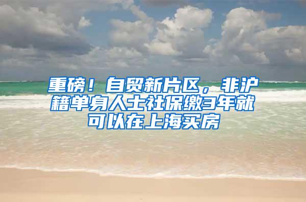 重磅！自贸新片区，非沪籍单身人士社保缴3年就可以在上海买房