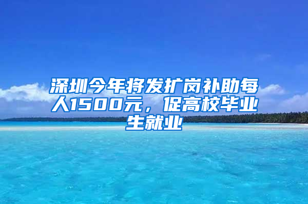 深圳今年将发扩岗补助每人1500元，促高校毕业生就业