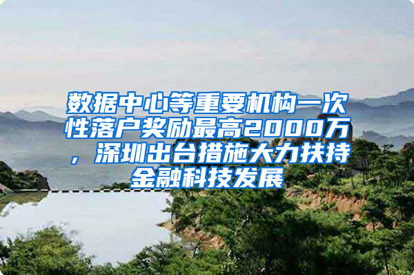 数据中心等重要机构一次性落户奖励最高2000万，深圳出台措施大力扶持金融科技发展