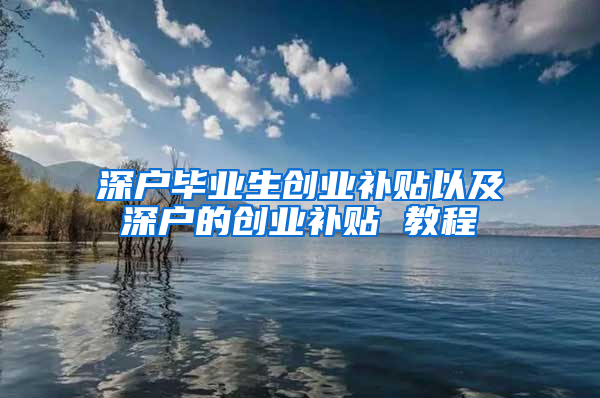 深户毕业生创业补贴以及深户的创业补贴 教程