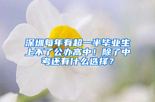 深圳每年有超一半毕业生上不了公办高中！除了中考还有什么选择？