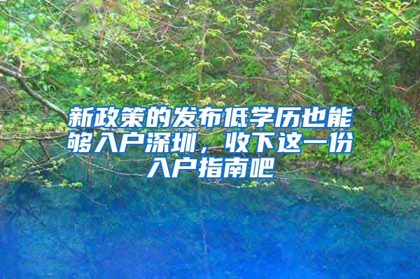 新政策的发布低学历也能够入户深圳，收下这一份入户指南吧